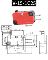 Micro-interrupteur 15A 250VAC 1NO1NC 3 broches à levier à rouleau SPDT momentané, micro-interrupteur de fin de course V-15-1C25 V-153 V-154 V-155