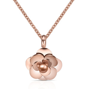 Collier avec pendentif fleur en acier inoxydable or rose pour femmes, cadeau de la Saint-Valentin, chaîne de clavicule, bijoux à porter au quotidien - Product Image 5