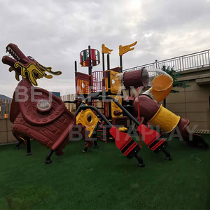 Juego de tobogán de plástico con diseño de dragón para niños, equipo de juegos infantil para exteriores, barco pirata, a la venta - Product Image 3