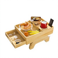 Nouveau plateau de service multifonctionnel en bois pour cuisine et salle de bain, grande capacité, porte-gobelets pour canapé, pique-nique, boissons, collations, télécommande
