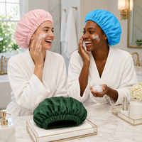 Bonnet de Douche de Luxe pour Femme en Gros, Imperméable, Doublé Satin, Extra Large, Double Couche, Réutilisable, Ajustable pour Tresses