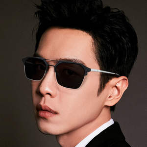 Lunettes de soleil à double pont pour hommes, monture en métal, verres en acrylique, protection UV, monture complète 801 - Product Image 2