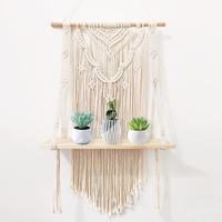 Étagère murale en macramé en coton, décoration bohème, étagère flottante, faite à la main, écologique pour le salon