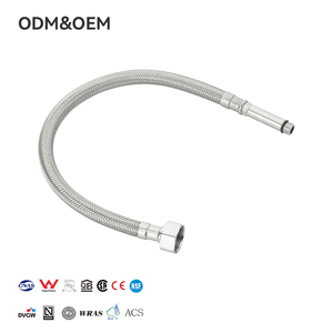 En stock - Tuyau <span class=keywords><strong>flexible</strong></span> tressé en acier inoxydable F3/8XM10X1 avec tube intérieur EPDM pour l'arrivée d'eau chaude/froide - <span class=keywords><strong>Plomberie</strong></span> de salle de bain - Product Image 1