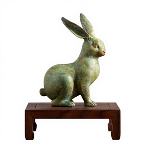 Antique Bunnies <b>Ornament</b> <b>Easter</b> Home Decor Vintage Rabbit Sculpture Living Room Tabletop Miniature Rabbit Figurine Decoration - Product Image 1