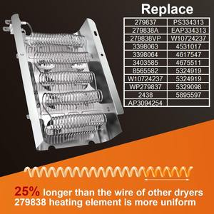 95% нагревательный элемент для сушилки Nic, термостат, Термопредохранитель, гидромассажная 279838, 3977767 <span class=keywords><strong>3392519</strong></span> заменить для 3403585 8565582 - Product Image 5