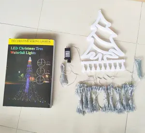 Guirlandes lumineuses de Noël en forme de cascade, 3,5 m, étoile à cinq branches, IP65, étanches, décoration extérieure avec couleurs RVB et télécommande - Product Image 1