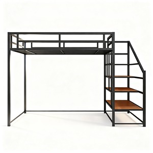 <span class=keywords><strong>Letto</strong></span> a <span class=keywords><strong>soppalco</strong></span> in acciaio resistente con scale in legno, adatto per <span class=keywords><strong>letto</strong></span> <span class=keywords><strong>singolo</strong></span>, matrimoniale o queen size, ideale per adulti - Product Image 6