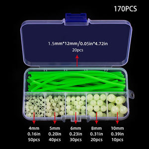 170 pièces/ensemble perles de pêche <span class=keywords><strong>en</strong></span> plastique lumineuses et Tubes <span class=keywords><strong>en</strong></span> silicone souple ensembles perles lumineuses flottantes Anti enroulement <span class=keywords><strong>Tube</strong></span> manchon plate-forme - Product Image 2