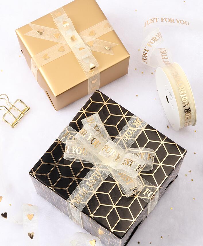 Valentines Ribbon ChiffonJust for You for Wedding Event Party Baking Bouquet Bow Card Gifts Box Packaging Decoration