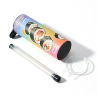 Tube en papier personnalisé de qualité alimentaire pour sushi avec paille, emballage cylindrique pour sushi, boîte en papier pour emballage
