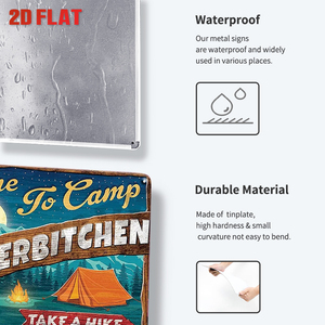 Juego de Letreros Metálicos Divertidos con Temática de <span class=keywords><strong>Camping</strong></span>, Decoración de Pared con Frases Retro para Campamentos al Aire Libre - Product Image 5