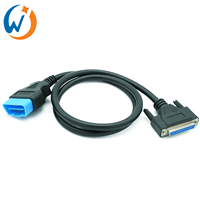 Cable Profesional Personalizado de Alta Calidad Universal OBD2 Macho de 16 Pines OBD II a DB25 DSUB Hembra de 25 Pines para Diagnóstico de Automóviles
