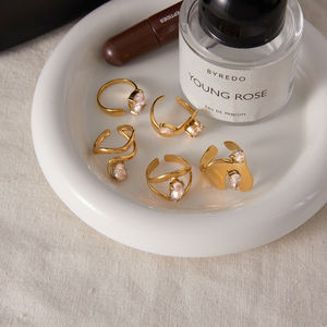 Водонепроницаемое кольцо из нержавеющей стали с позолотой 18 карат и кубическим цирконием, массивное золотое кольцо для женщин, модное ювелирное украшение <span class=keywords><strong>2026</strong></span> года - Product Image 6