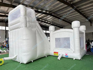 Château gonflable de maison de rebond de videur de maison de rebond de catégorie commerciale blanche extérieure avec la glissière - Product Image 2