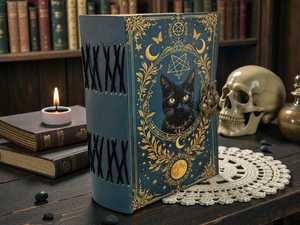 Diario Grimoire de Gato Negro Hecho a Mano, Cuaderno de Cuero Vintage con Tapa Dura, Logotipo Grabado, Libro de Hechizos de las Sombras, Regalo Gótico - Product Image 4