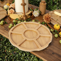 Plateau de service en bois écologique en forme de soleil à sept compartiments pour barbecue et salade, vaisselle personnalisable pour la rentrée scolaire