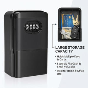 Boîte à clés portable noire à combinaison à 4 chiffres avec anse, coffre-fort de rangement pour clés, idéal pour l'extérieur, la maison, les Airbnb et l'<span class=keywords><strong>immobilier</strong></span> - Product Image 2