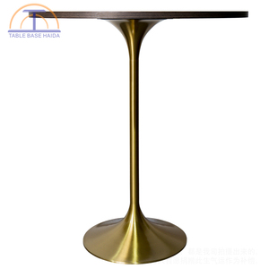 Wood Grain MDFTabnle Round Dining <strong>Table</strong> With Stainless Steel <strong>Tulip</strong> Base Suits Cafe Bistro Lobby Lounge - Product Image 2