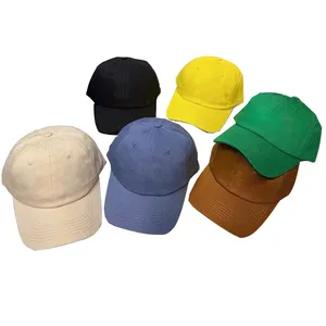 Multicolored yellow green black blue embroidery blank baseball cap high quality 6 panel cotton dad hat