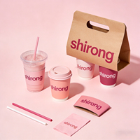 Gobelets jetables transparents en PET de haute qualité, personnalisés par l'usine Shirongpack, avec couvercle supérieur, design U-Cup Bra, pour thé au lait, café, avec logo.