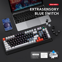 Clavier mécanique filaire T-WOLF T50, clavier 85%, 98 touches, interrupteurs bleus remplaçables à chaud, clavier de jeu USB filaire avec éclairage LED RVB