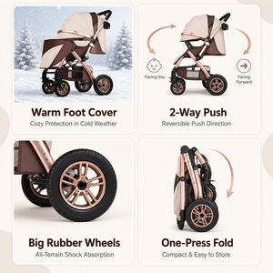 <span class=keywords><strong>Poussette</strong></span> pour nouveau-né pliable d'une seule main, poussée bidirectionnelle, grandes roues, couvre-pieds chaud, facile à ranger, vente en gros - Product Image 2