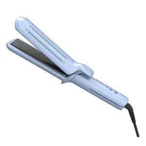 Salão Profissional Dupla Tensão 2 em 1 Alisador de Cabelo e Encrespador PTC Rapid Heating Hair Crimper Cool Air Hair Iron