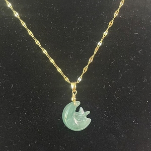 หยกธรรมชาติสีน้ำเงินหยกโดนัทจี้รูปดาวพระจันทร์ผีเสื้อสร้อยคอสไตล์จีนของขวัญสำหรับผู้หญิง - Product Image 2