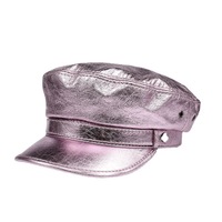 2024 Vintage Navy Captain Flat Top Beret Custom Fashion Biker Gorra de cuero con patrón bordado para deportes Viajes Pesca