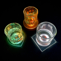 Sous-verres lumineux LED clignotants en plastique imperméable, personnalisables avec logo, pour la Saint-Valentin, Noël et la fête des Pères