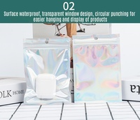 7.5*10cm 14*20cm sac Laser perforé auto-scellant Laser, étui de téléphone de bijoux, sac holographique en plastique