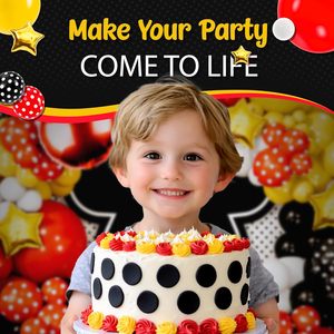 Kit de Arco de Globos Rojo, Negro y Amarillo TODO <span class=keywords><strong>EN</strong></span> UNO con Estrellas Doradas de REGALO para Decoraciones de Fiestas de Cumpleaños de Dibujos Animados, Globos de Diferentes Tamaños - Product Image 4