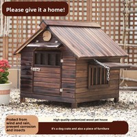 Buitenverblijf voor honden en katten, ecologisch, geschikt voor alle seizoenen, anti-corrosie, waterdicht, houten dak, voor grote/middelgrote honden, natuurlijk