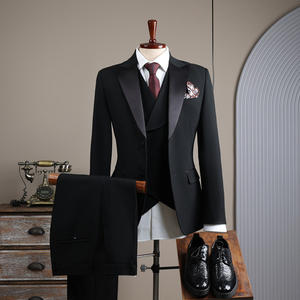 <span class=keywords><strong>Costume</strong></span> de Mariage Formel Homme Haut de Gamme Britannique Trois Pièces Double Boutonnage pour Adulte, En Laine Peignée, Fermeture Éclair Plate, <span class=keywords><strong>Costume</strong></span> d'Affaires - Product Image 2