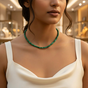 <b>Art</b> Palace Daily Wear Necklace for Women Vintage Geometric Malachite Bead 925 Silver Chains Classic Religious <b>Diamond</b> Pearl - Product Image 3