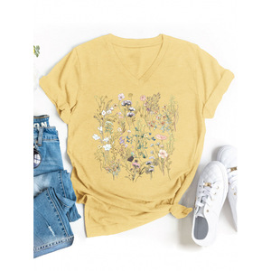 Top Corto a <span class=keywords><strong>Mezza</strong></span> <span class=keywords><strong>Manica</strong></span> per <span class=keywords><strong>Donna</strong></span>, T-shirt Casual Autunnale in Stile Bohémien, Tessuto in Bambù con Ricami Floreali e Paillettes, Traspirante - Product Image 4
