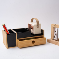 Boîtes de rangement de style tiroir, petits organisateurs de bureau multi-niveaux en bambou et acrylique, adaptés au rangement de bureau