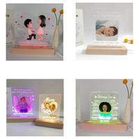 Socles d'affichage rectangulaires Support de base éclairé par LED en bois Support de lampe à lumière blanche/colorée pour cristal verre résine Art décor à la maison