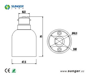 <span class=keywords><strong>Adaptateur</strong></span> de <span class=keywords><strong>douille</strong></span> de lampe E40 en cuivre, type B22-E40, de baïonnette à <span class=keywords><strong>vis</strong></span> large - Product Image 3