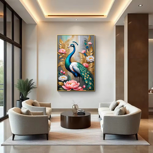 Arte stampata digitale ad alta definizione della tela per la decorazione della parete domestica, arte animale del <span class=keywords><strong>pavone</strong></span> e murale di arte della parete del salone - Product Image 1