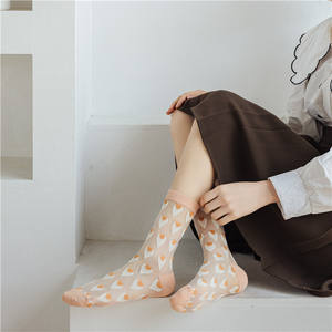 Primavera y verano nuevos calcetines de encaje amor japonés rayas verticales Cass calcetines de tubo medio para mujer <span class=keywords><strong>Klein</strong></span> azul transparente Soc para mujer - Product Image 6