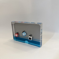 Cadre photo liquide en acrylique 4x6 pouces, design moderne et créatif, thème océan, poissons et bateaux avec impression sérigraphique pour cadeaux de bienvenue