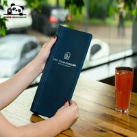 Housse de menu en cuir PU bleu avec logo personnalisé de taille personnalisée, pour les restaurants