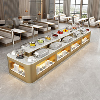 Buffet moderne minimaliste en bois pour hôtel, station de service, îlot de condiments pour hot pot, comptoir de restauration, station de récupération de repas, mobilier hôtelier
