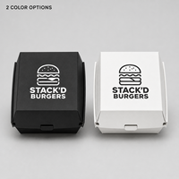 Emballage alimentaire personnalisé avec logo pour hamburgers, ailes de poulet, frites, carton en papier jetable, fournisseur commercial pour la vente à emporter