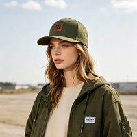 Casquette Snapback en Coton Lavé avec Patch en Cuir PU Personnalisé, Visière Plate Structurée, Style Hip Hop - Idéale pour les Voyages en Extérieur
