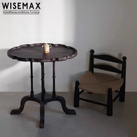WISEMAX FURNITURE Meubles rétro américains, table d'appoint en bois massif, table basse ovale vintage, petite table basse pour appartement