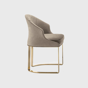Chaise de salle à manger PURUO, <span class=keywords><strong>prix</strong></span> de gros, style italien moderne, cadre en acier inoxydable argenté et doré, tissu brun, cuir PU - Product Image 5