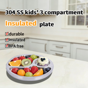 <span class=keywords><strong>Plateau</strong></span> en acier inoxydable avec base à ventouse en silicone, ensemble d'ustensiles d'alimentation pour enfants, vaisselle pour bébé, <span class=keywords><strong>assiette</strong></span> pour enfants, accessoires de repas - Product Image 1